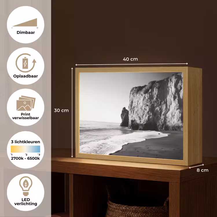 Lightbox - Wandlamp - Strand - Klif - Golven - Voetstappen — 10