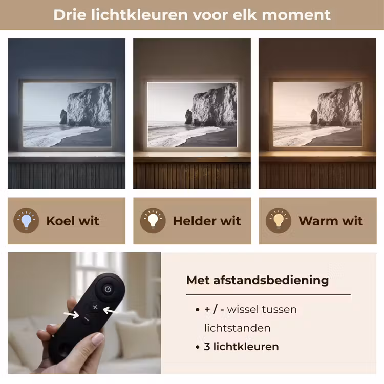 Lightbox - Wandlamp - Strand - Klif - Golven - Voetstappen — 8