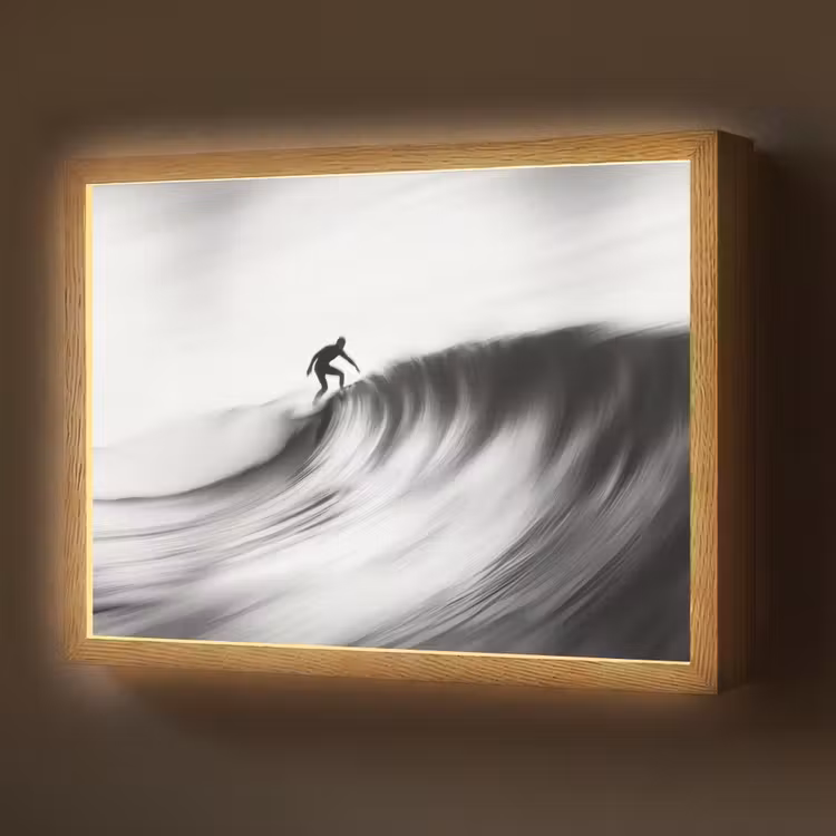 Lightbox - Wandlamp - Surfer - Golf - Vervaagd - Zwart — 1