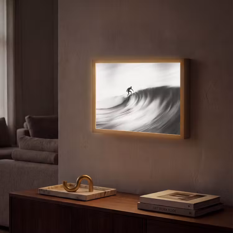 Lightbox - Wandlamp - Surfer - Golf - Vervaagd - Zwart — 2