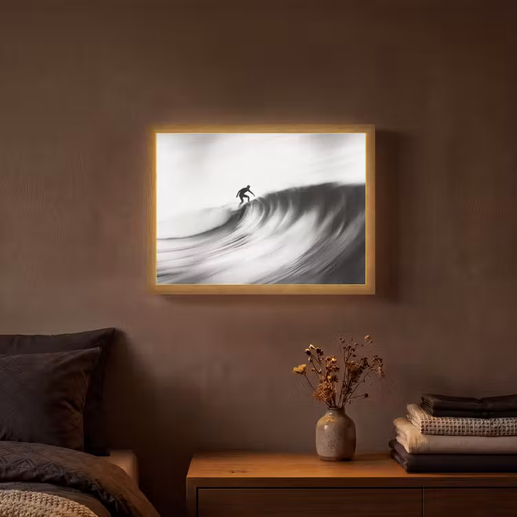 Lightbox - Wandlamp - Surfer - Golf - Vervaagd - Zwart — 3