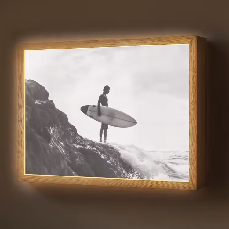 Lightbox - Wandlamp - Surfer - Rots - Oceaan - Golven — 1