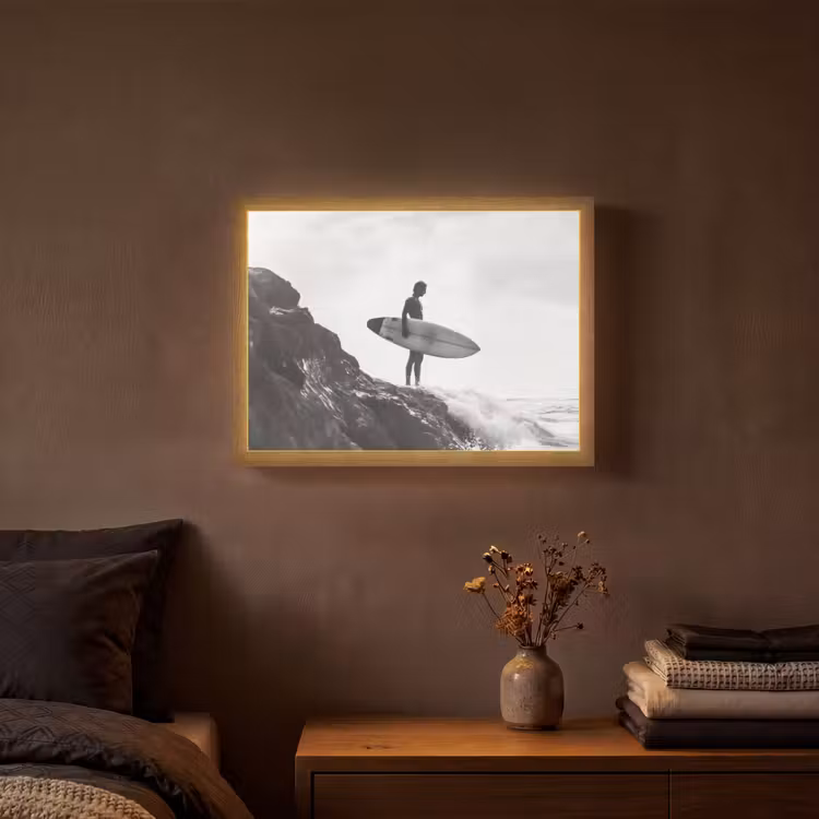 Lightbox - Wandlamp - Surfer - Rots - Oceaan - Golven — 3
