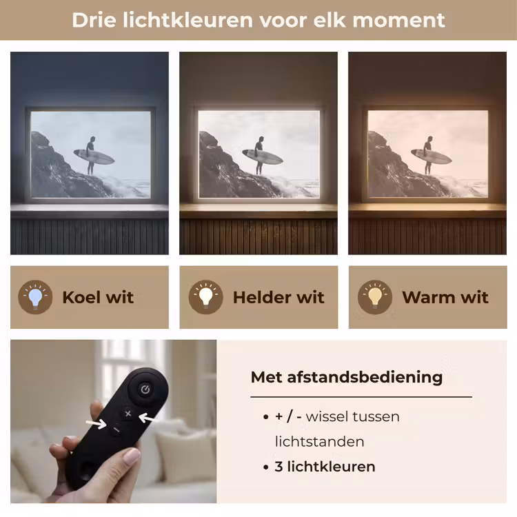 Lightbox - Wandlamp - Surfer - Rots - Oceaan - Golven — 8