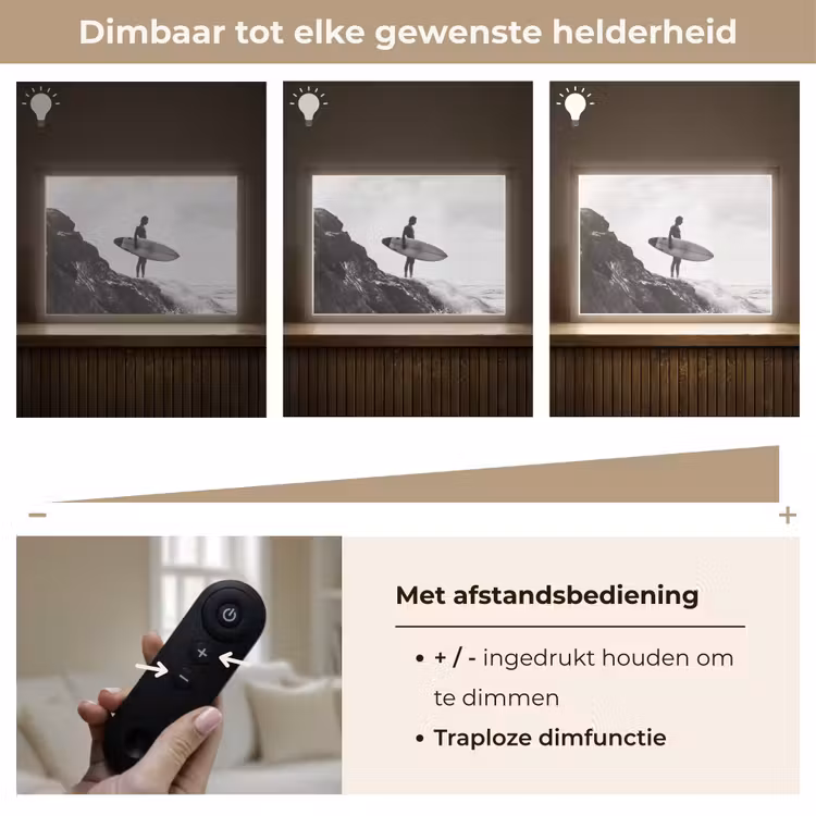 Lightbox - Wandlamp - Surfer - Rots - Oceaan - Golven — 9
