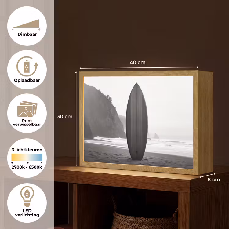 Lightbox - Wandlamp - Surfplank - Zand - Zee — 10