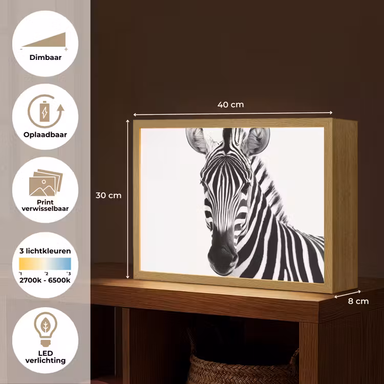 Lightbox - Wandlamp - Zebra - Close-up - Zwart - Strepen — 10