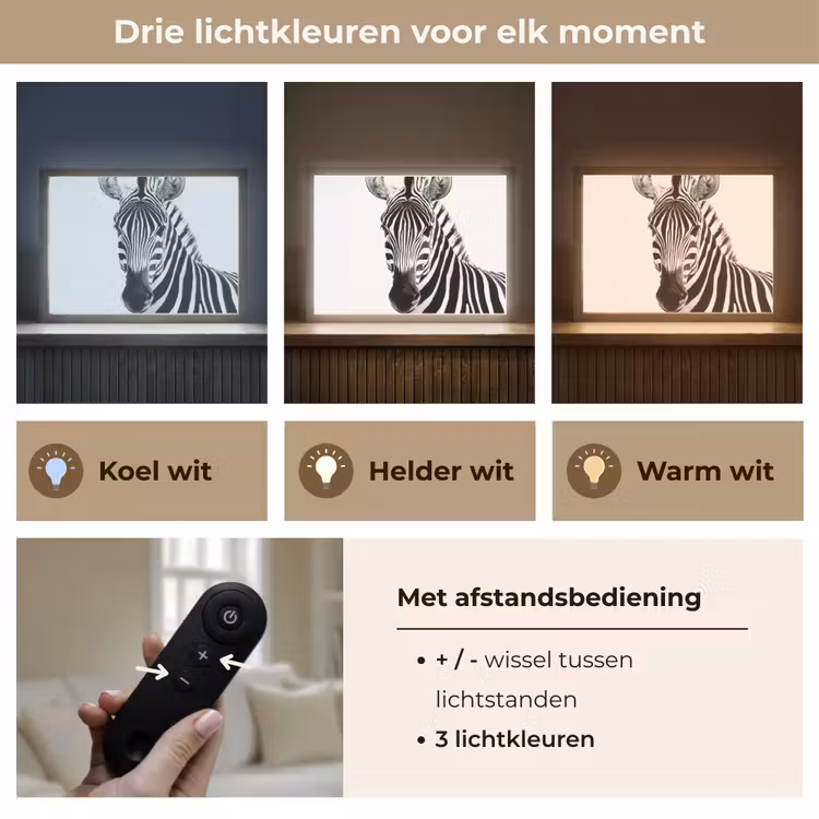 Lightbox - Wandlamp - Zebra - Close-up - Zwart - Strepen — 8