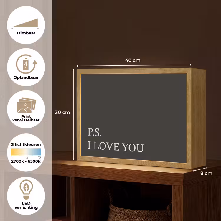 Lightbox - Wandlamp - Zwart - Minimalistisch - Valentijn — 10