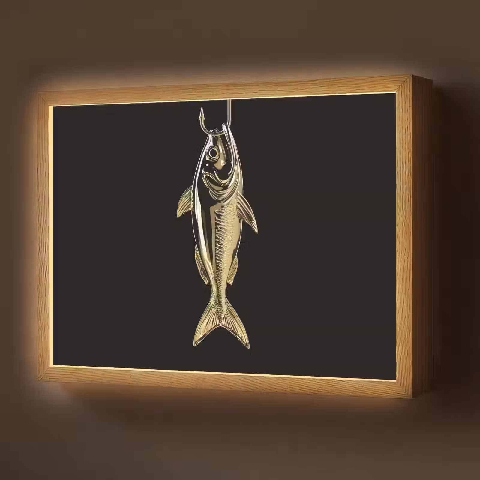 Lightbox - Wandlamp - Goud - Vis - Haak - Zwart — 1