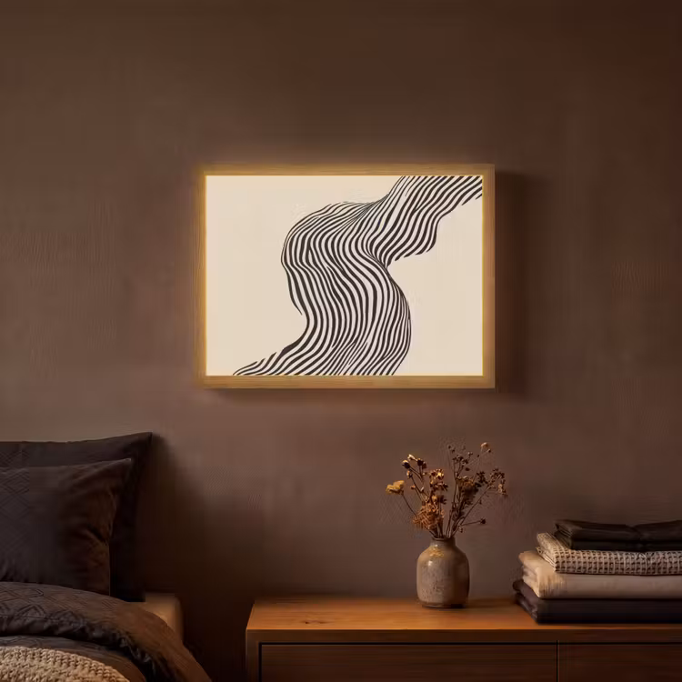 Lightbox - Wandlamp - Golvend - Lijnen - Abstract - Silhouet — 3