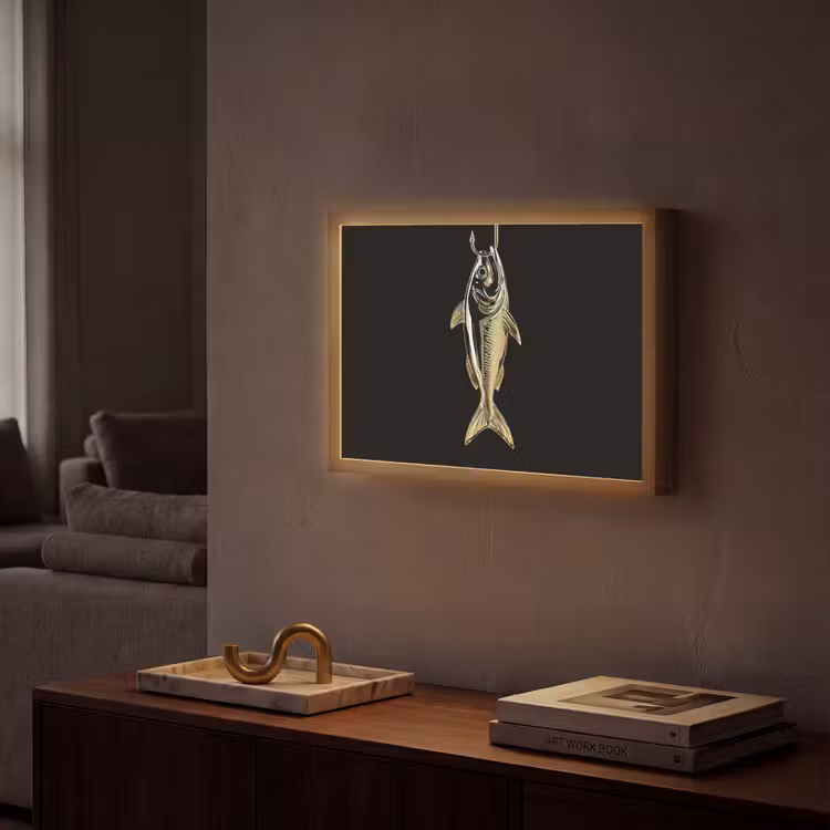 Lightbox - Wandlamp - Goud - Vis - Haak - Zwart — 2