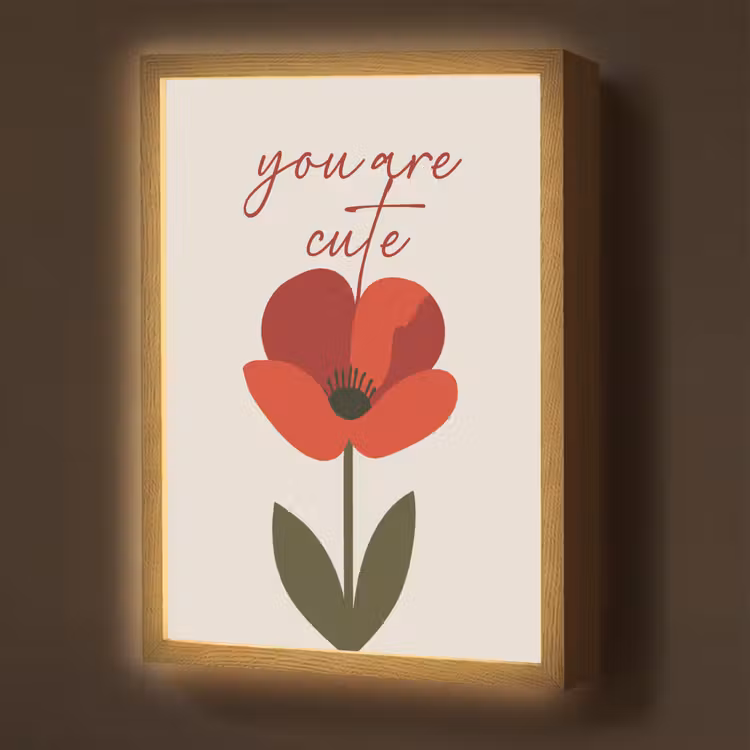 Lightbox - Wandlamp - Klaproos - Bloem - Rood - Valentijn — 1