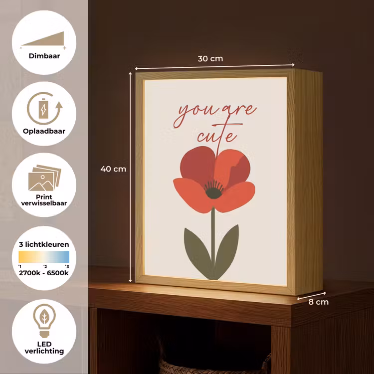 Lightbox - Wandlamp - Klaproos - Bloem - Rood - Valentijn — 9
