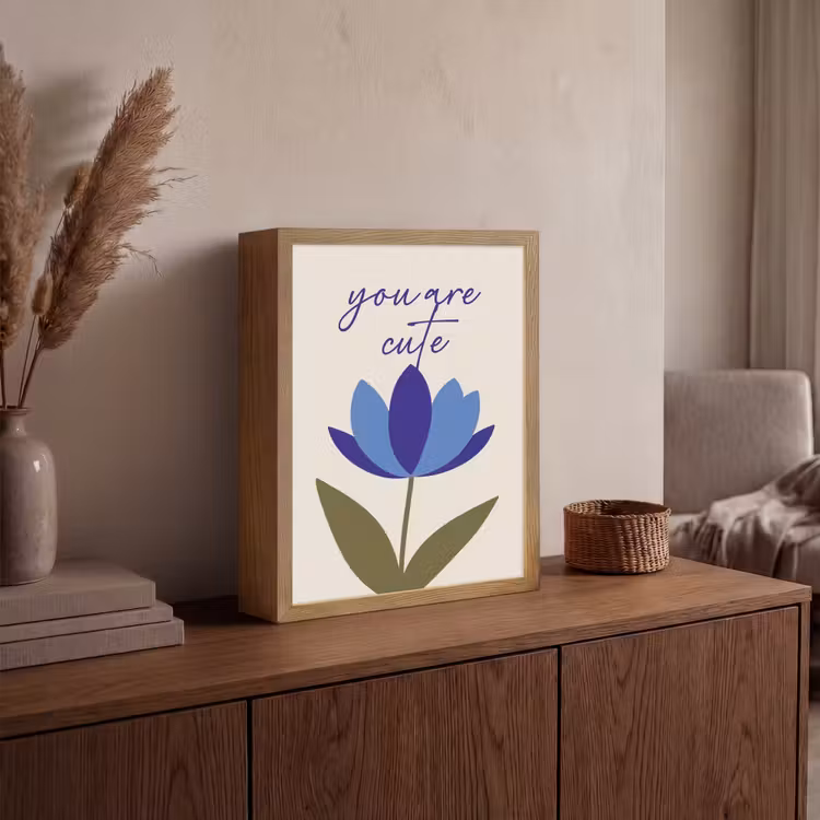 Lightbox - Wandlamp - Korenbloem - Valentijn - Bloem - Blauw — 4