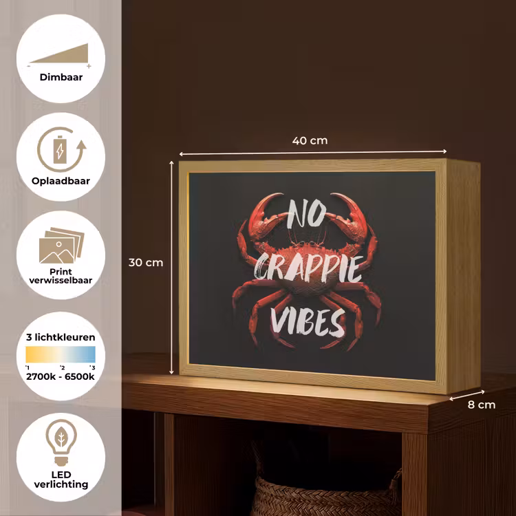 Lightbox - Wandlamp - Krab - Rood - Tekst - Zwart — 10