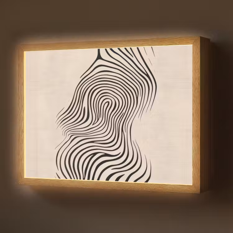 Lightbox - Wandlamp - Lijnen - Abstract - Golvend - Zwart — 1
