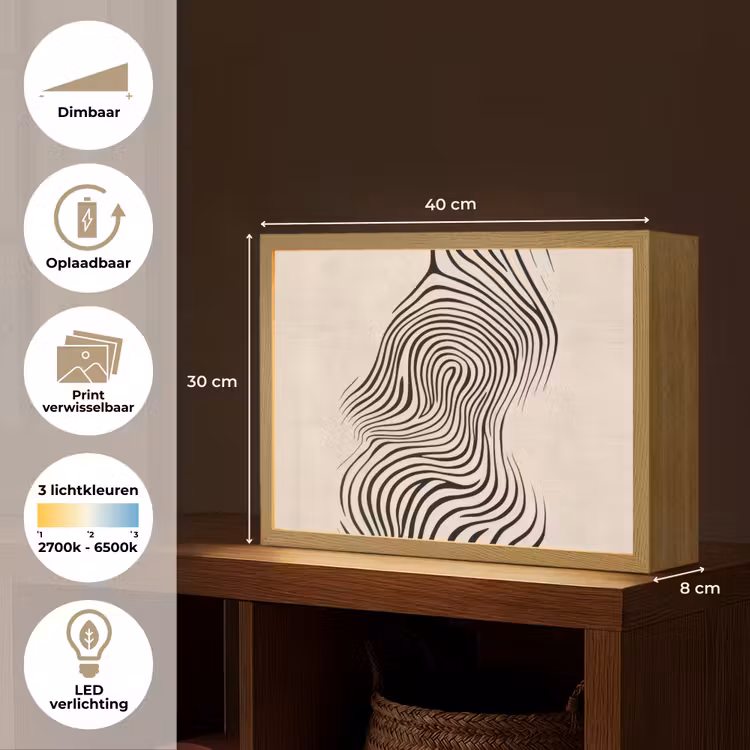 Lightbox - Wandlamp - Lijnen - Abstract - Golvend - Zwart — 10