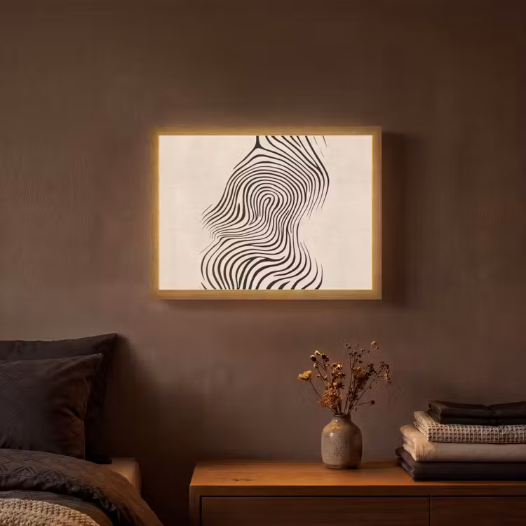 Lightbox - Wandlamp - Lijnen - Abstract - Golvend - Zwart — 3