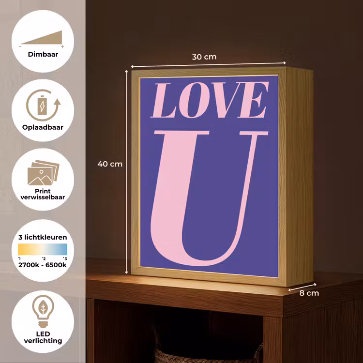 Lightbox - Wandlamp - Love - Blauw - Valentijn — 9