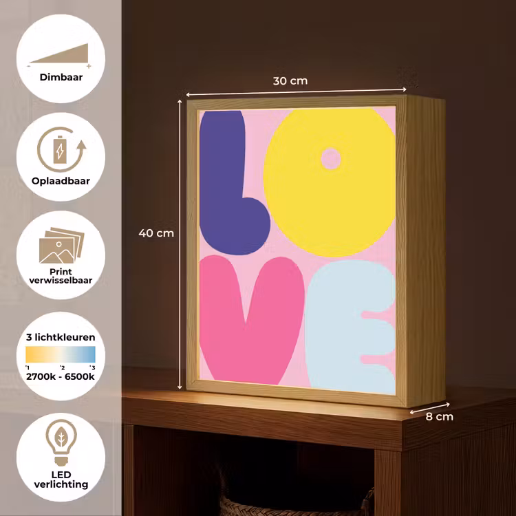 Lightbox - Wandlamp - Love - Valentijn - Kleurrijk — 9