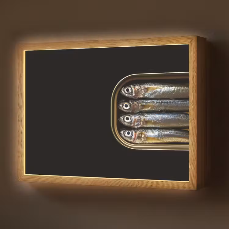 Lightbox - Wandlamp - Sardines - Blik - Zwart - Vissen — 1