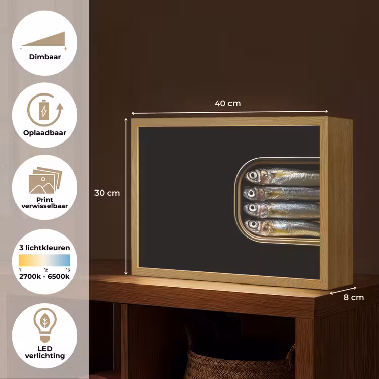 Lightbox - Wandlamp - Sardines - Blik - Zwart - Vissen — 10