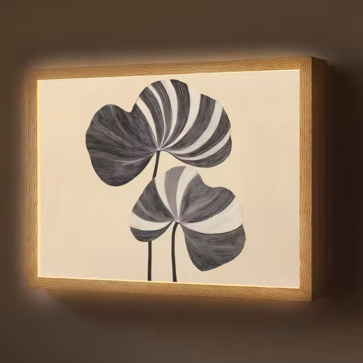 Lightbox - Wandlamp - Zwart - Bladeren - Strepen - Minimalistisch — 1