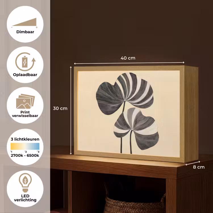 Lightbox - Wandlamp - Zwart - Bladeren - Strepen - Minimalistisch — 10