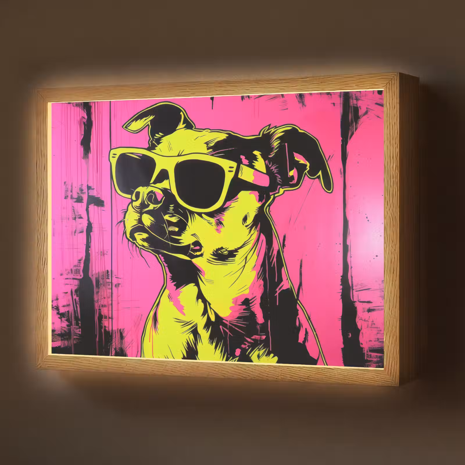Lightbox - Wandlamp - Hond - Zonnebril - Roze - Art — 1