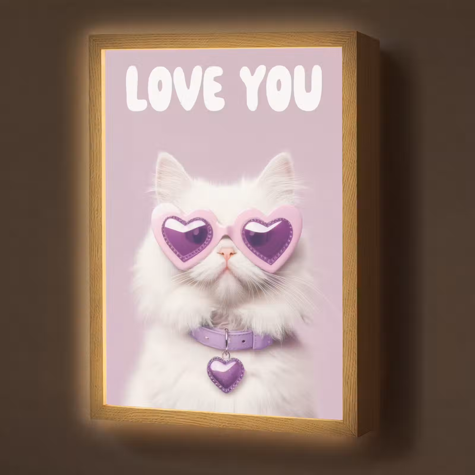 Lightbox - Wandlamp - Kat - Love - Paars - Valentijn — 1