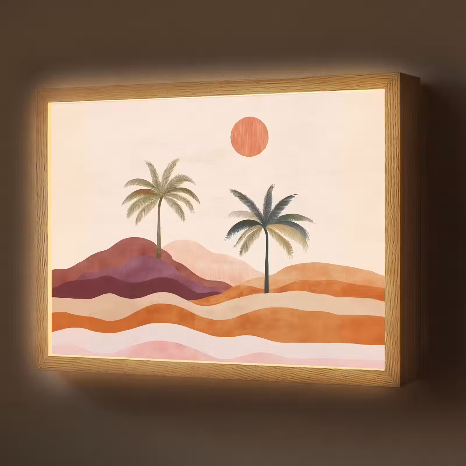 Lightbox - Wandlamp - Palmbomen - Abstract - Zon - Heuvels — 1