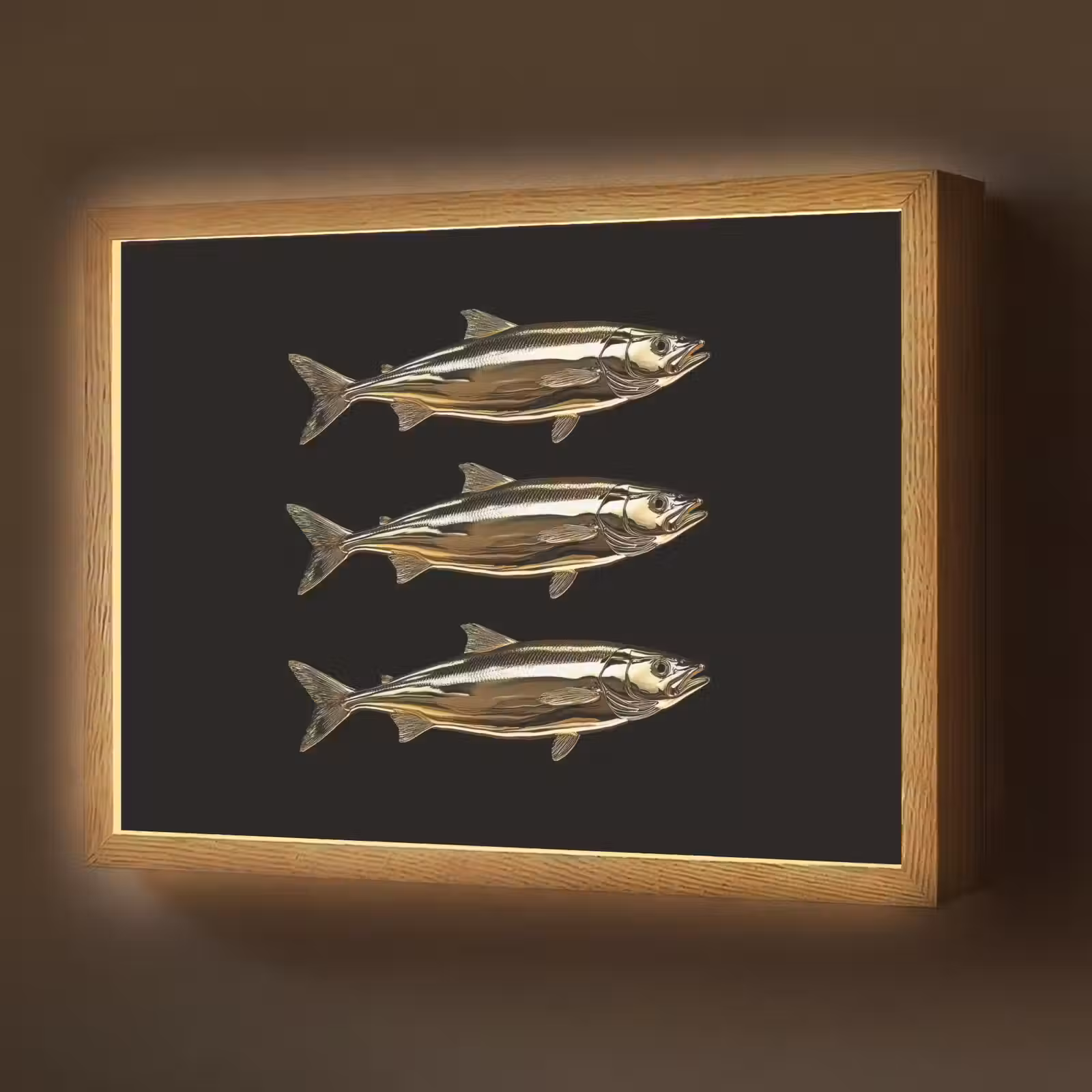 Lightbox - Wandlamp - Vissen - Goud - Zwart — 1