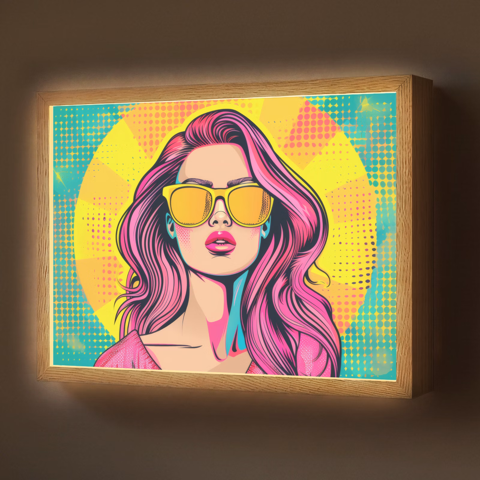 Lightbox - Wandlamp - Zonnebril - Vrouw - Zonnig - Geel — 1