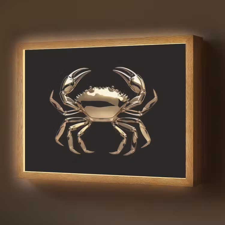 Lightbox - Wandlamp - Goud - Krab - Dieren - Zwart — 1