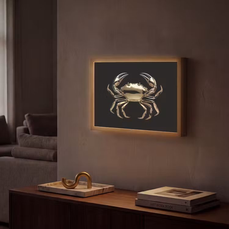 Lightbox - Wandlamp - Goud - Krab - Dieren - Zwart — 2