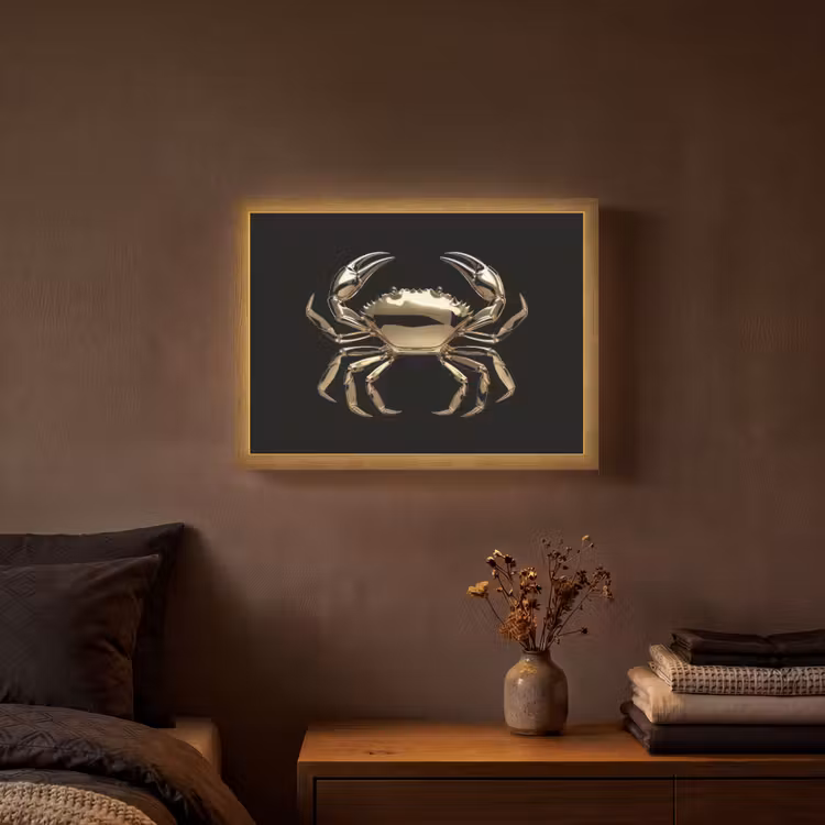 Lightbox - Wandlamp - Goud - Krab - Dieren - Zwart — 3