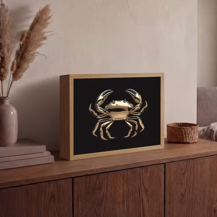 Lightbox - Wandlamp - Goud - Krab - Dieren - Zwart — 4