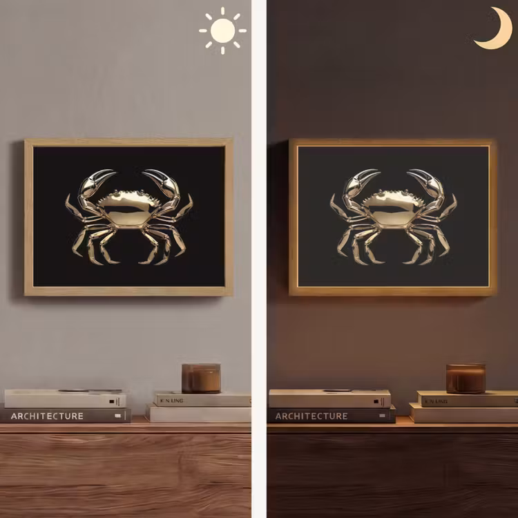 Lightbox - Wandlamp - Goud - Krab - Dieren - Zwart — 6