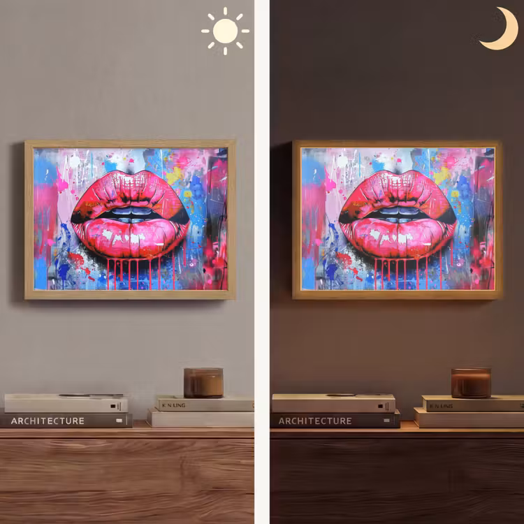 Lightbox - Wandlamp - Graffiti - Lippen - Felroze - Geschilderd — 6