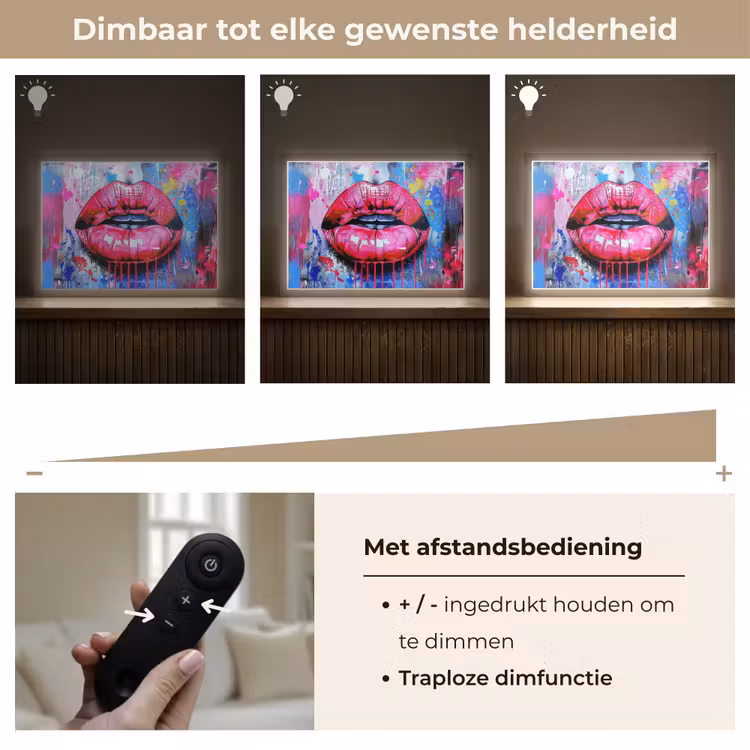 Lightbox - Wandlamp - Graffiti - Lippen - Felroze - Geschilderd — 9