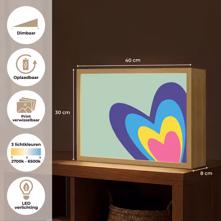 Lightbox - Wandlamp - Hartjes - Kleurrijk - Valentijn — 10