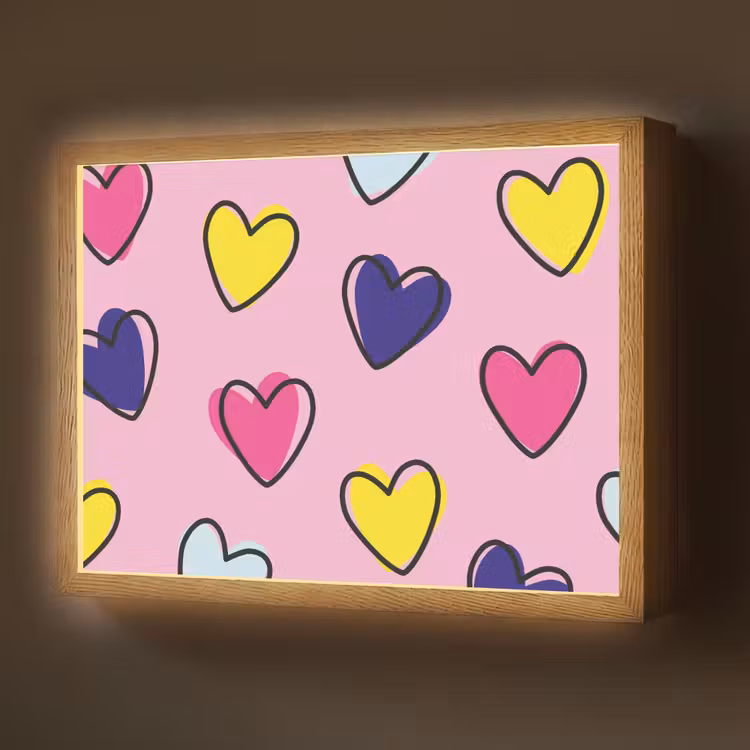 Lightbox - Wandlamp - Hartjes - Valentijn - Patroon - Kleurrijk — 1