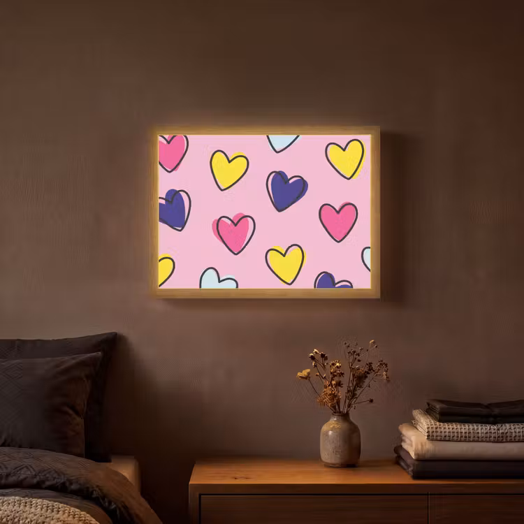 Lightbox - Wandlamp - Hartjes - Valentijn - Patroon - Kleurrijk — 3