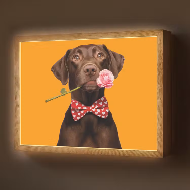 Lightbox - Wandlamp - Hond - Oranje - Roos - Valentijn — 1