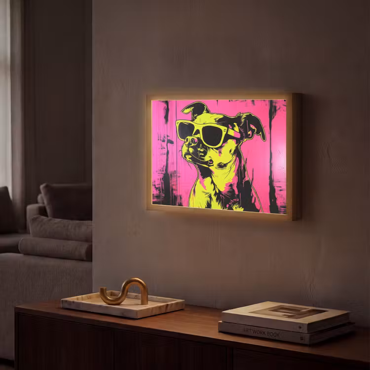 Lightbox - Wandlamp - Hond - Zonnebril - Roze - Art — 2