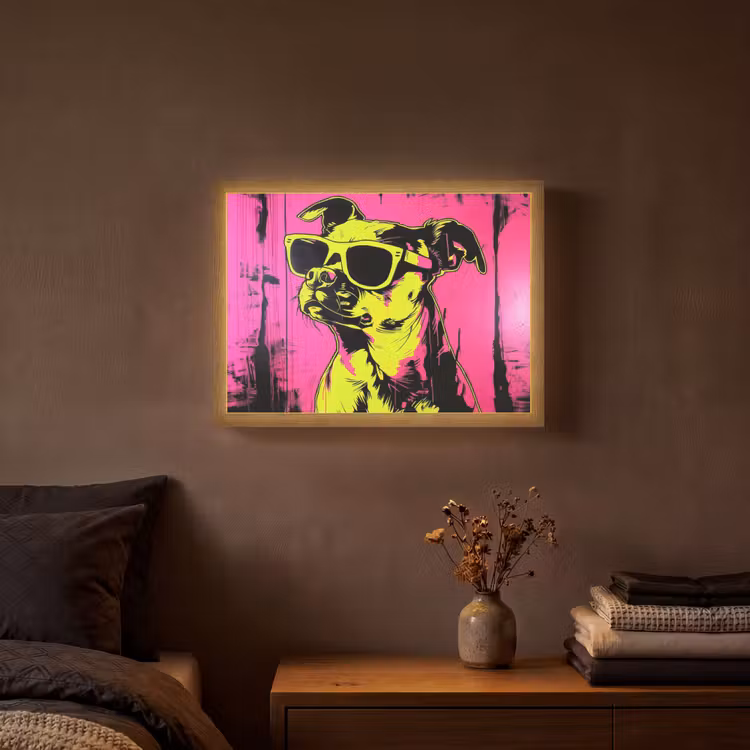 Lightbox - Wandlamp - Hond - Zonnebril - Roze - Art — 3