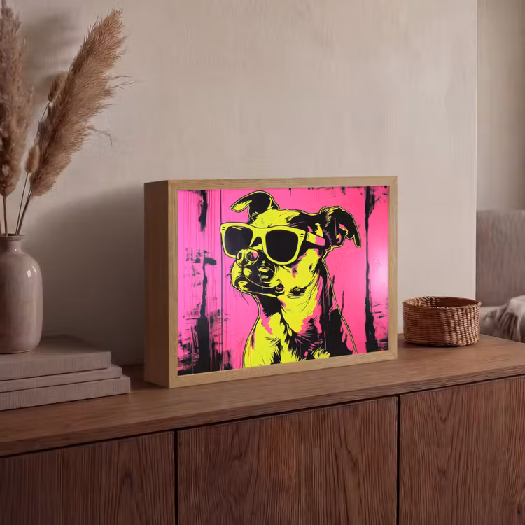 Lightbox - Wandlamp - Hond - Zonnebril - Roze - Art — 4