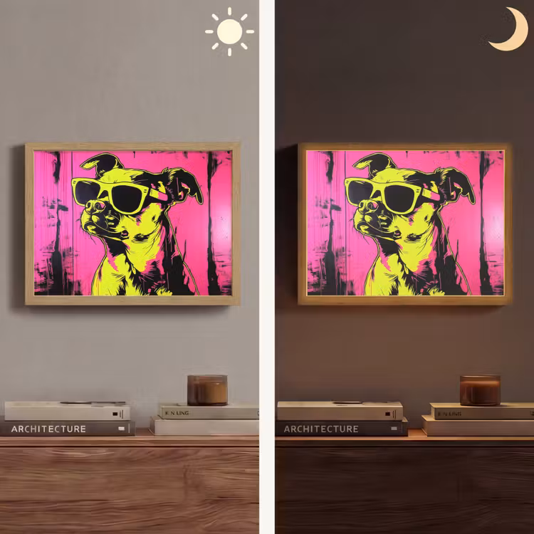 Lightbox - Wandlamp - Hond - Zonnebril - Roze - Art — 6
