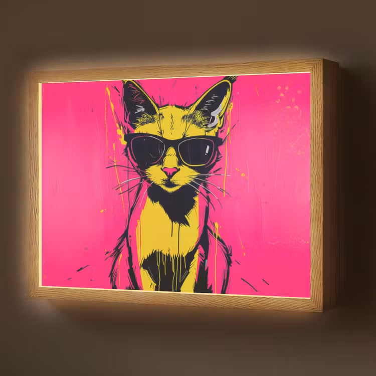 Lightbox - Wandlamp - Kat - Art - Zonnebril - Roze — 1